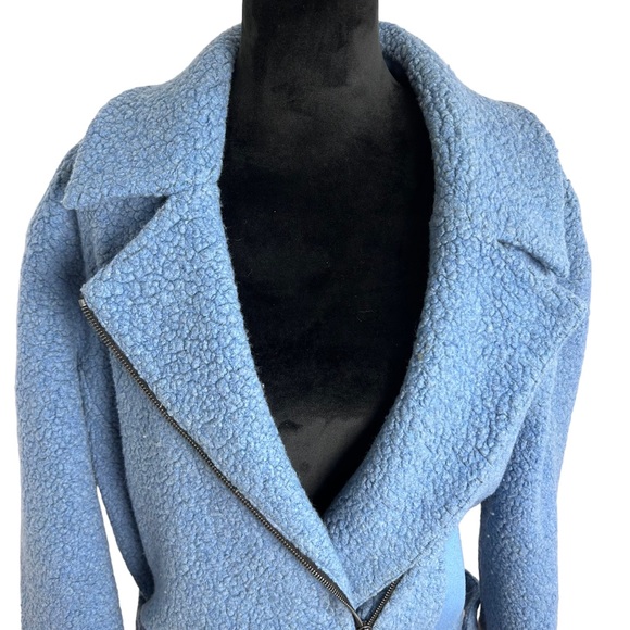 Tibi Blue Oversized Moto Jacket Coat Bloggers Fav EUC SZM - Picture 9 of 13